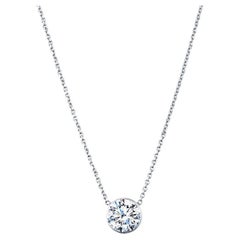 Collier pendentif solitaire en diamants ronds sertis en lunette, certifié EGL, E SI3