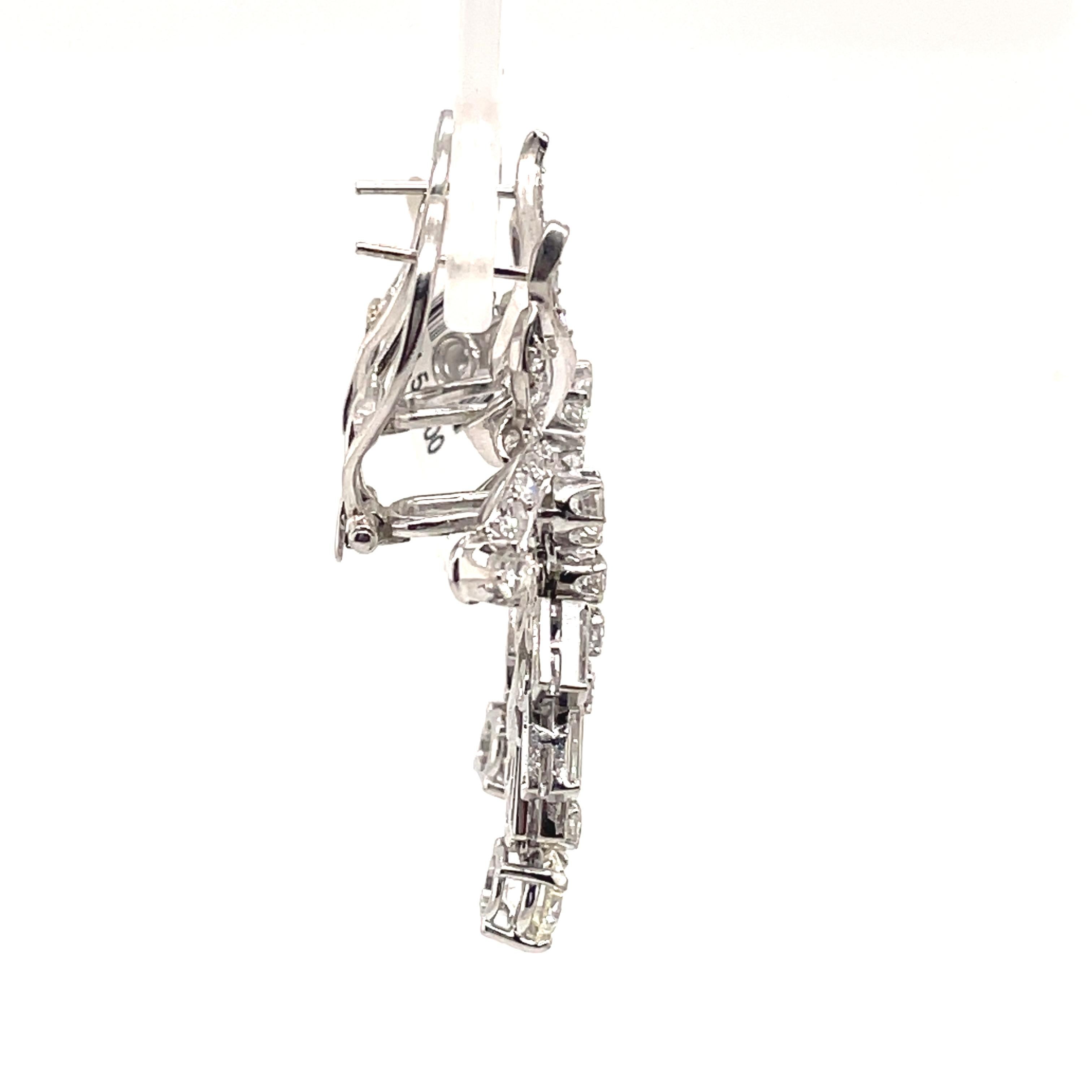 EGL-zertifizierte Platin-Kronleuchter-Ohrringe im edwardianischen Stil mit 4,40 Karat Diamanten im Zustand „Neu“ im Angebot in BEVERLY HILLS, CA