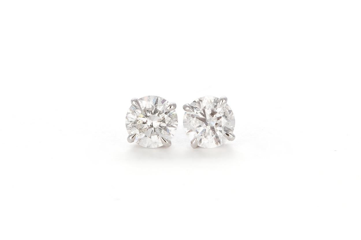 EGL Certified Hearts and Arrows 14K Gold and Diamond Stud Earrings 2.58