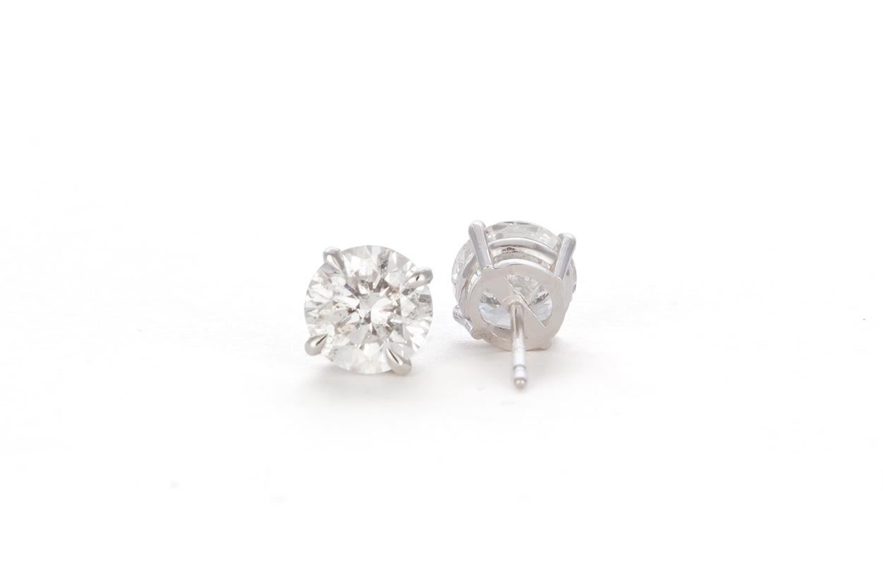 EGL Certified Hearts and Arrows 14K Gold and Diamond Stud Earrings 2.58