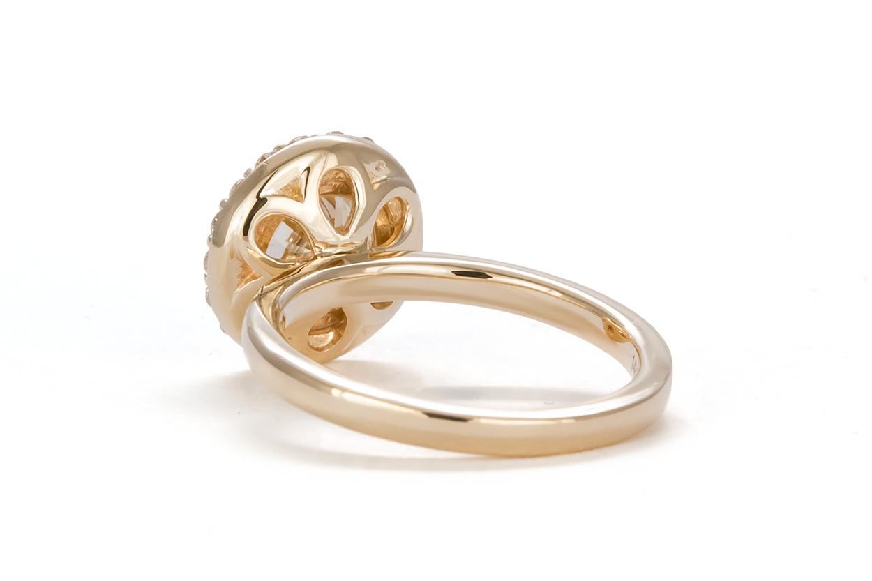 Contemporary EGL Certified Hearts & Arrows 14 Karat Gold Diamond Halo Engagement Wedding Set