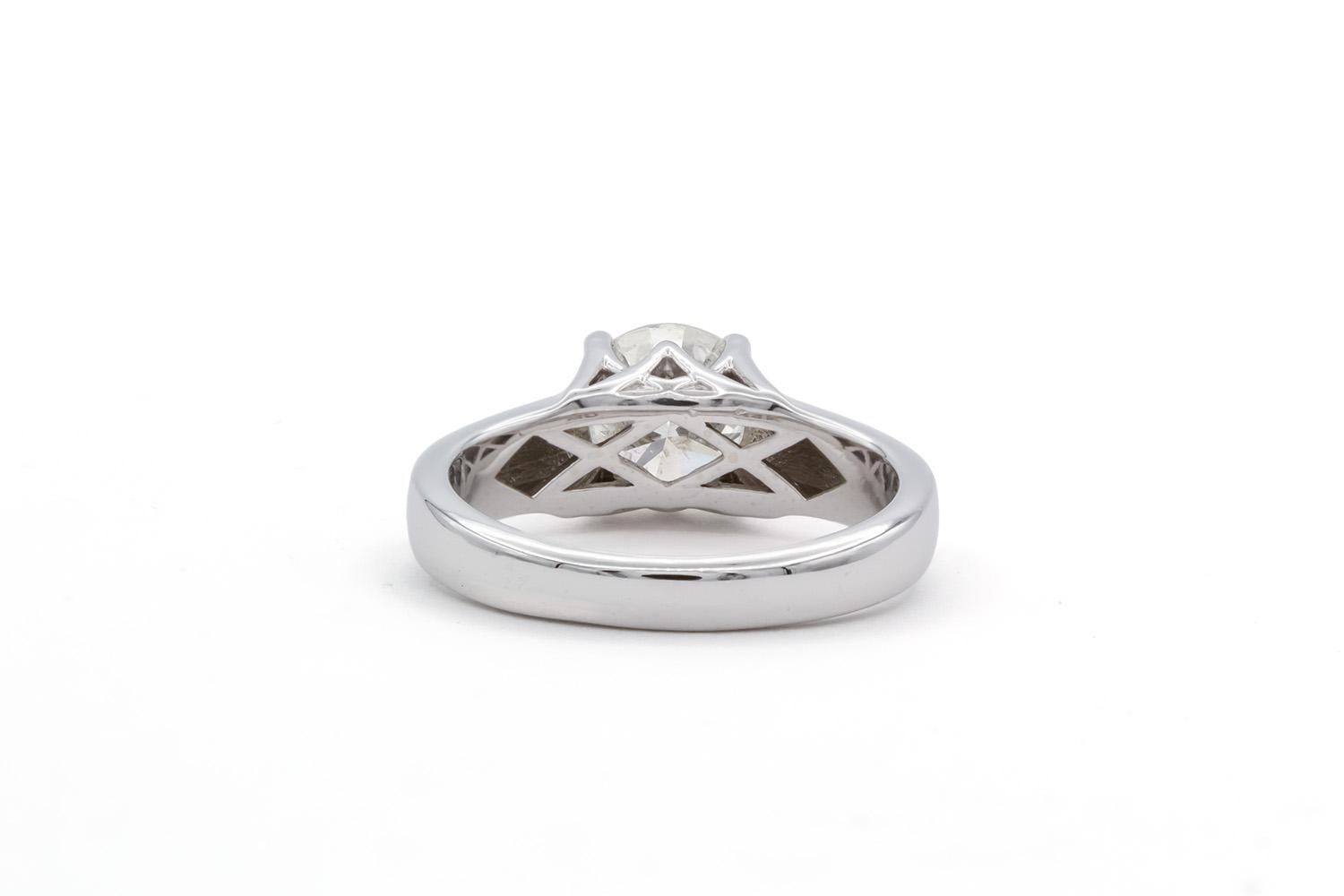 EGL Certified Hearts & Arrows Natural Diamond Engagement Ring 1.55ct White Gold In Excellent Condition In Tustin, CA