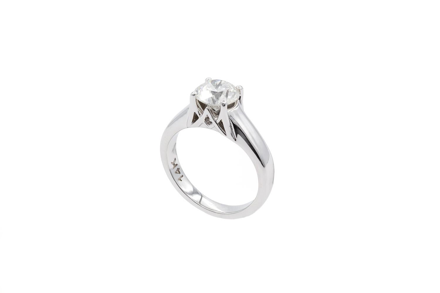 Women's EGL Certified Hearts & Arrows Natural Diamond Engagement Ring 1.55ct White Gold
