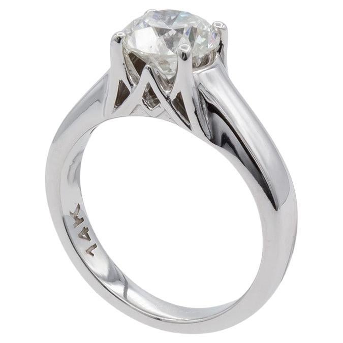 EGL Certified Hearts & Arrows Natural Diamond Engagement Ring 1.55ct White Gold