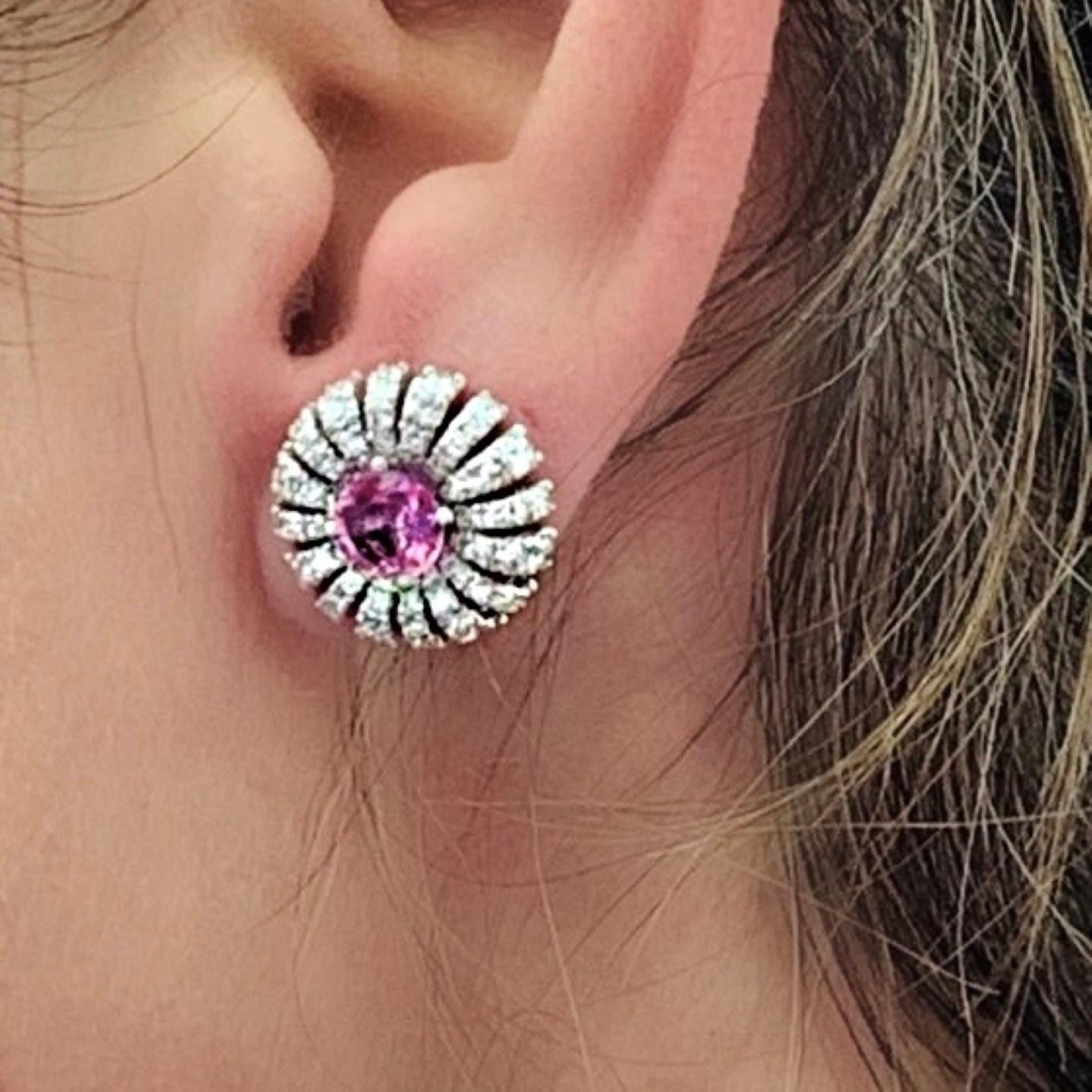 Art Deco 11.43 Carat Interchangeable Diamond Floral Earring set -Sapphires & Emeralds For Sale