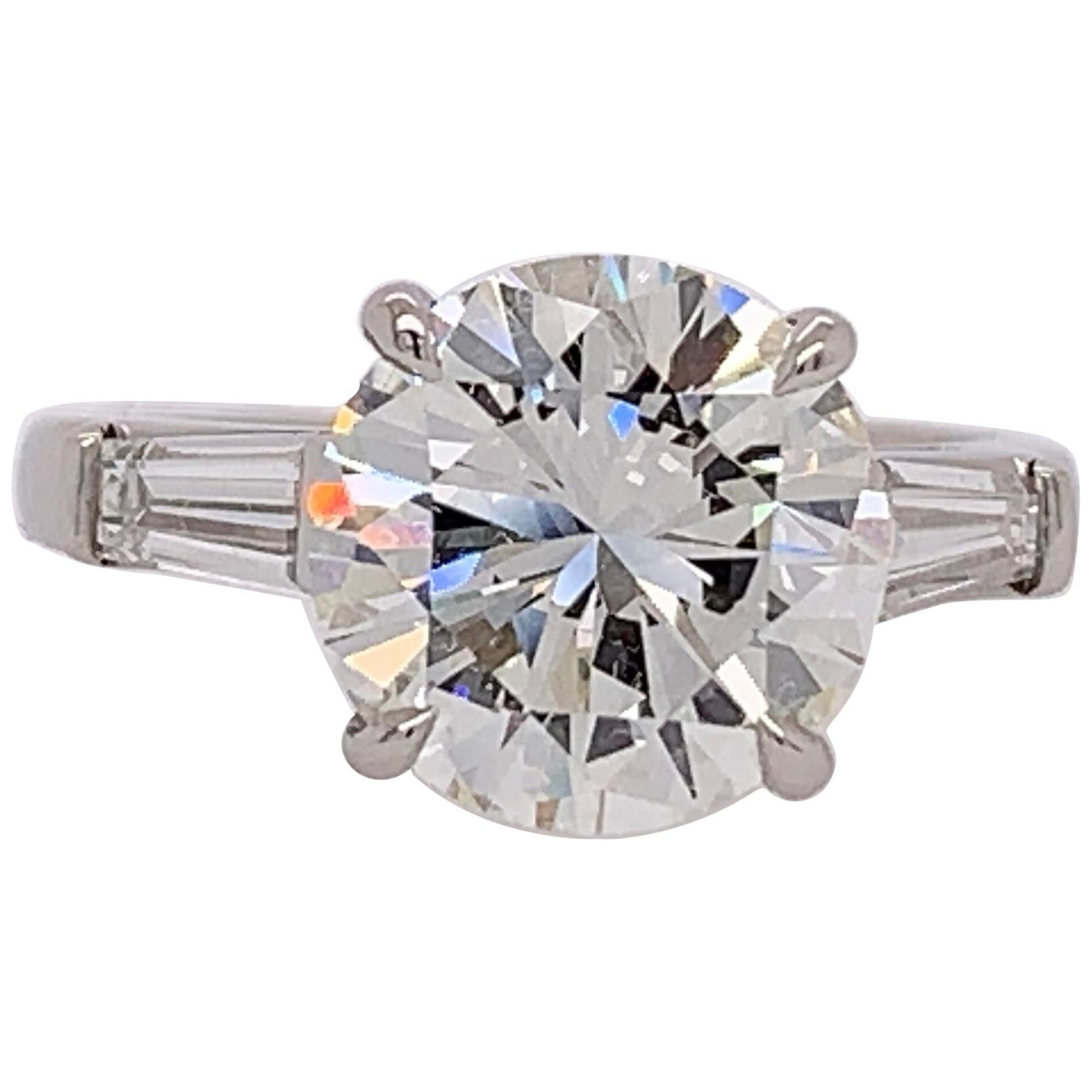 EGL Certified Natural 3.08 Carat H VS2 Round Diamond Platinum Engagement Ring