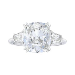 EGL Certified Old Mine Cushion Cut Ring E Color