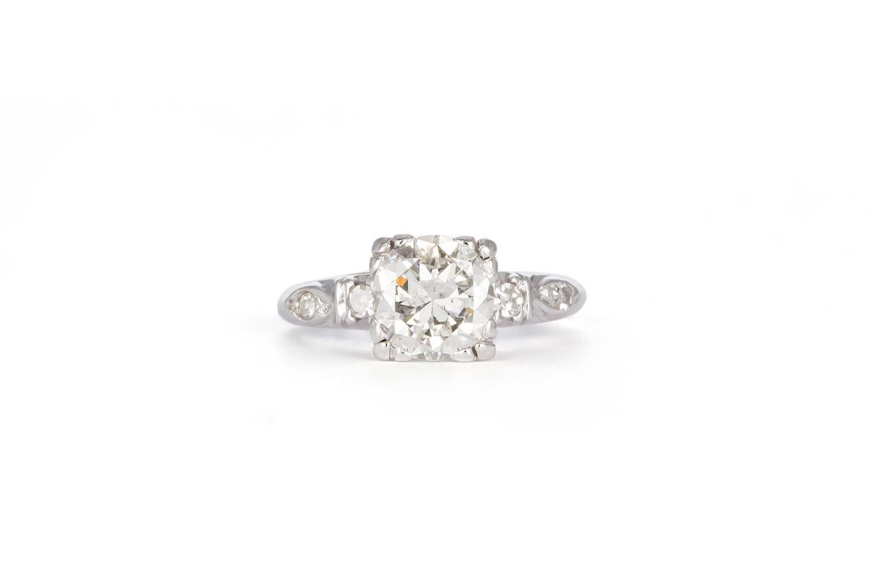 EGL Certified Platinum and Diamond Engagement Ring Wedding Set 1.70 Carat (Art nouveau)