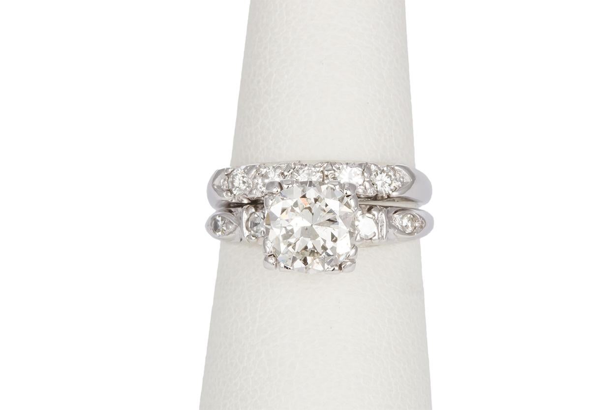 EGL Certified Platinum and Diamond Engagement Ring Wedding Set 1.70 Carat 3