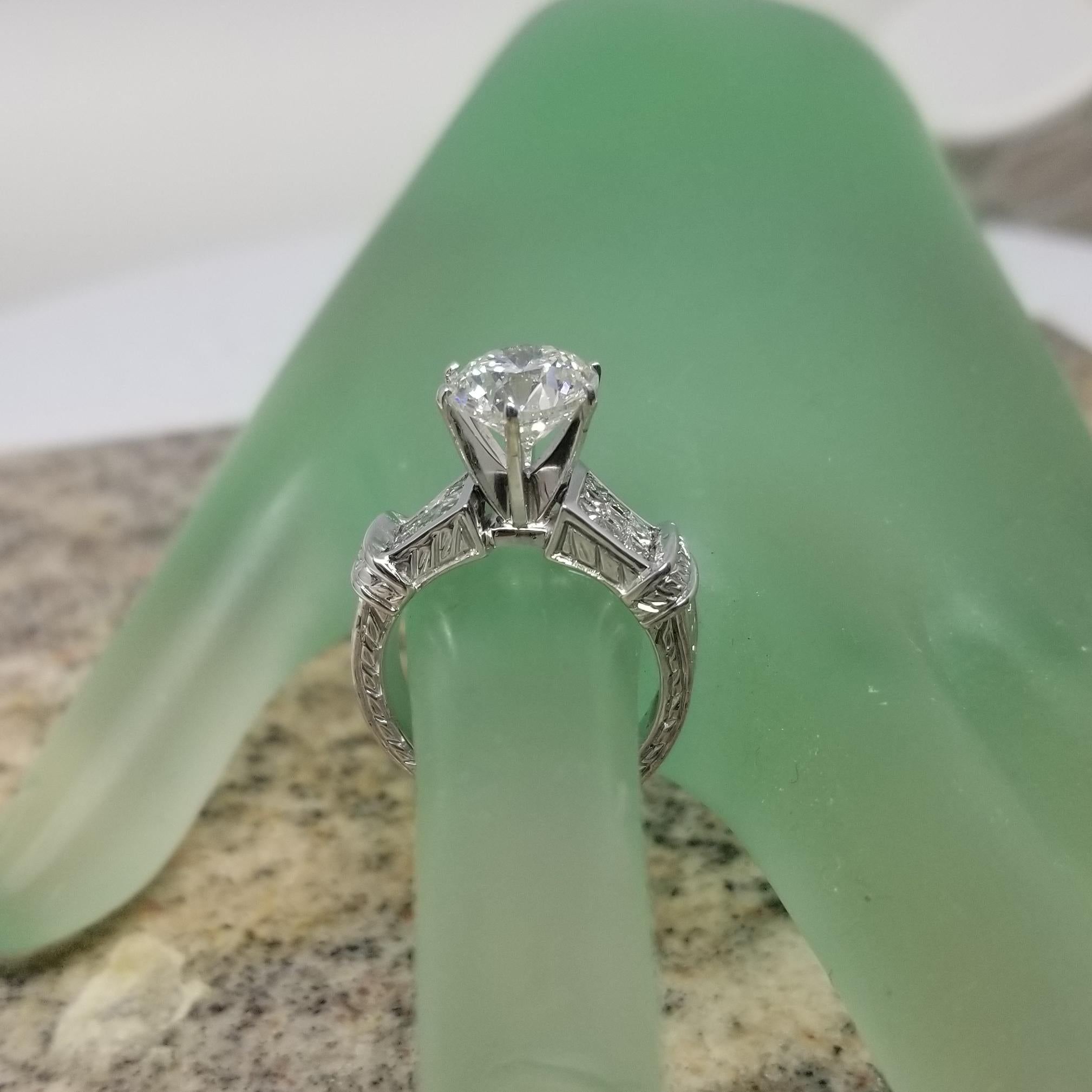 EGL Certified Round Brilliant Cut Diamond 3.01cts, H SI3 18k White Gold Ring In Excellent Condition In Los Angeles, CA