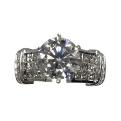 EGL Certified Round Brilliant Cut Diamond 3.01cts, H SI3 18k White Gold Ring