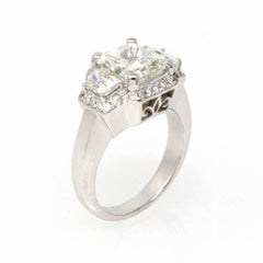 EGL Certified Three Stone Radiant Cut Engagement Ring 4.01ctw