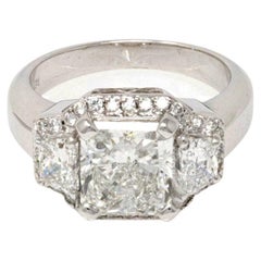 EGL Certified Three Stone Radiant Cut Engagement Ring 4.01ctw