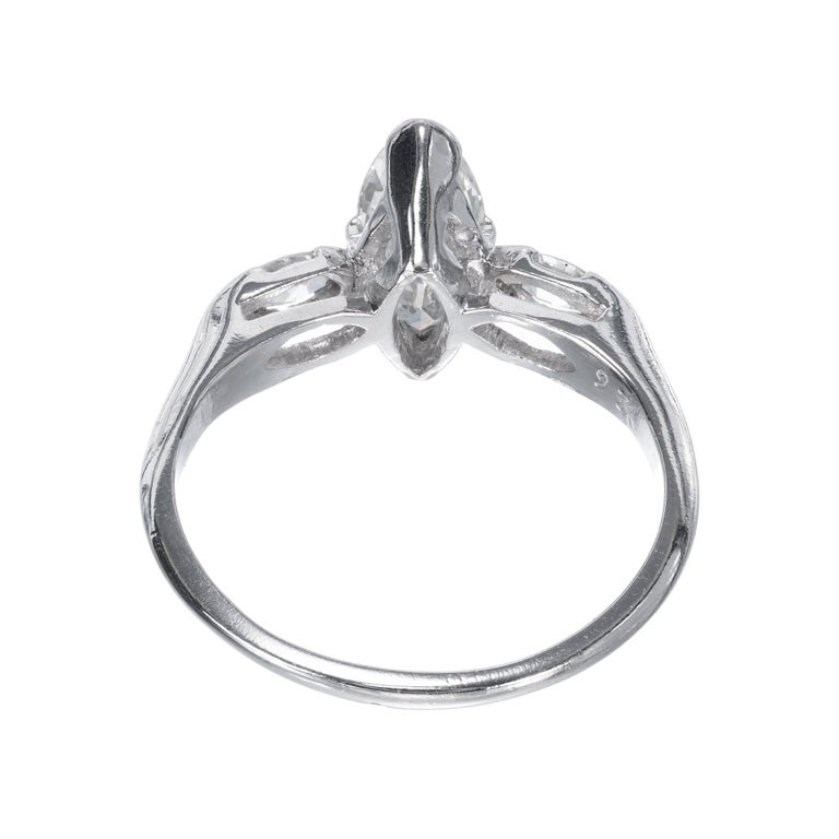 EGL Certified.93 Carat Marquise Diamond Three-Stone Platinum Engagement ...