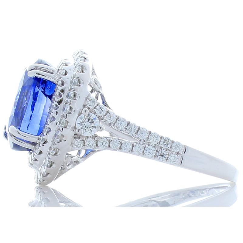 EGL Gem Lab Certified Oval Blue Sapphire and Diamond Cocktail Ring in White Gold In New Condition In Chicago, IL