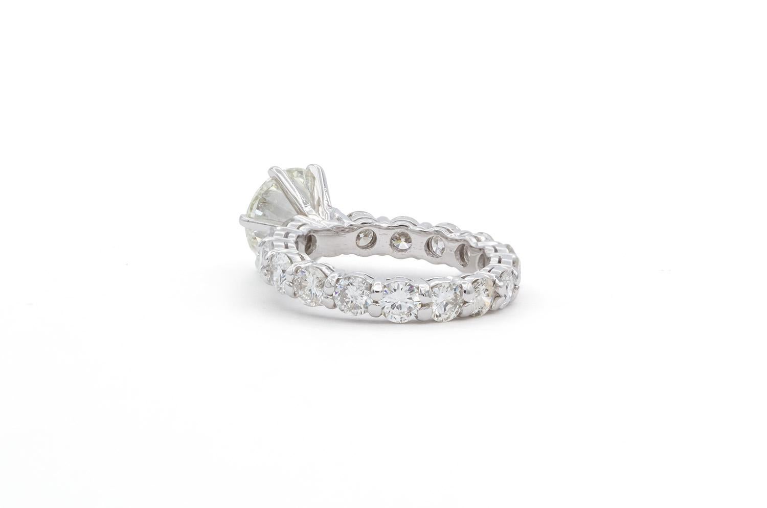 Contemporary EGL Hearts & Arrows Platinum Diamond Solitaire Eternity Engagement Ring 4.48ctw For Sale