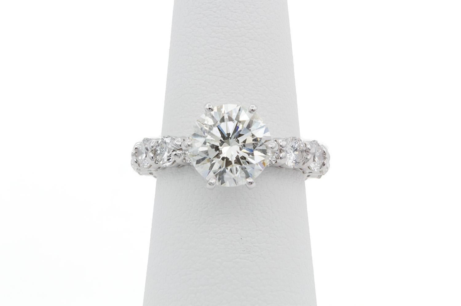 Women's EGL Hearts & Arrows Platinum Diamond Solitaire Eternity Engagement Ring 4.48ctw For Sale