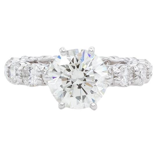 EGL Hearts & Arrows Platinum Diamond Solitaire Eternity Engagement Ring 4.48ctw For Sale