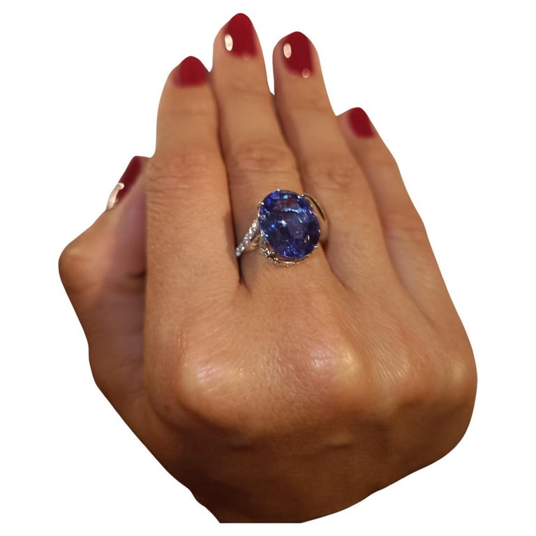 [Hohe Qualität, niedriger Preis] EGL South Violet Gold 1stDibs 7 Carats Carat Tanzanite Ring 18 at Sale Africa Blue Certified For
