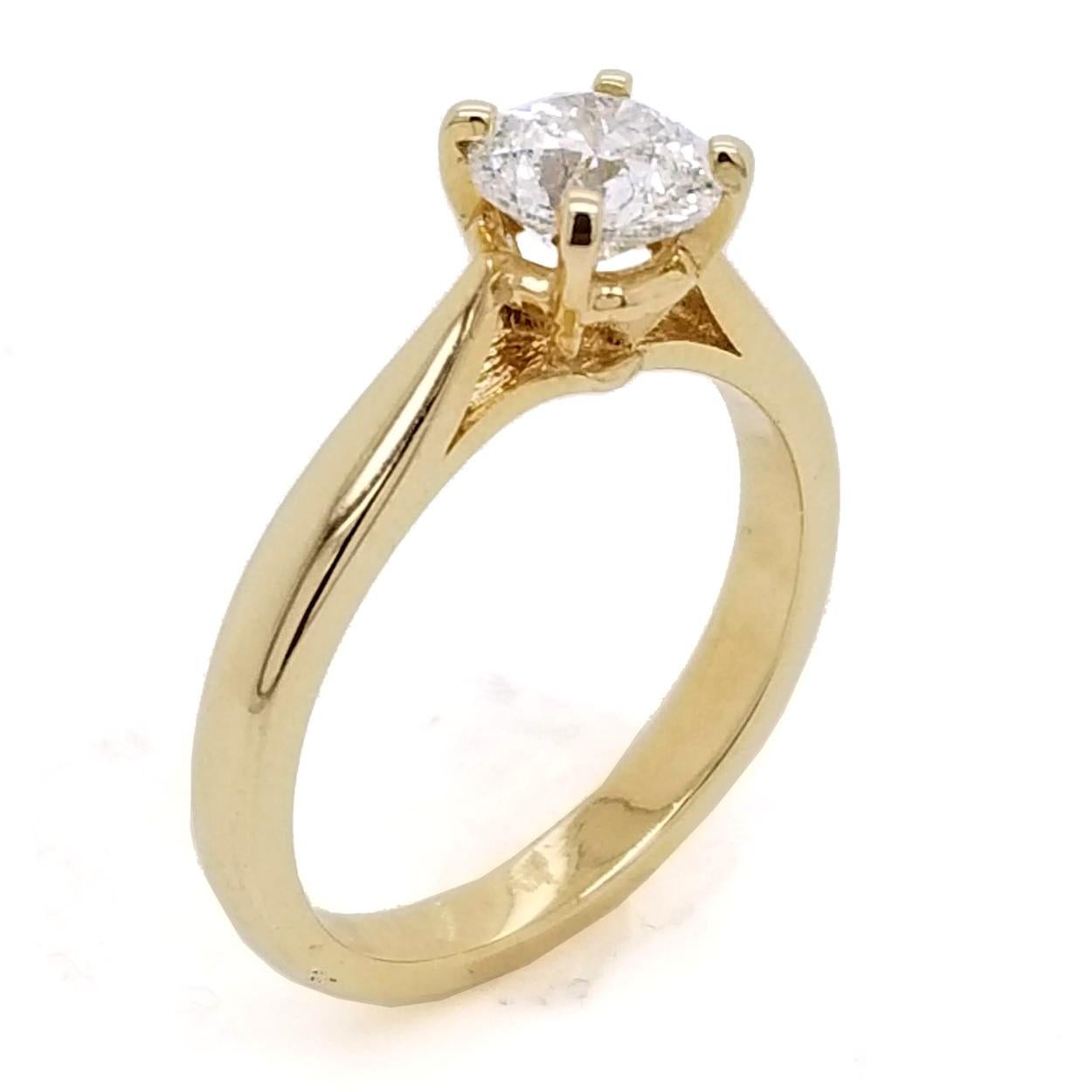 EGL US 0,97 Karat G-H/SI3 runder Brillant Diamant 14 Karat Solitär Ring (Zeitgenössisch) im Angebot