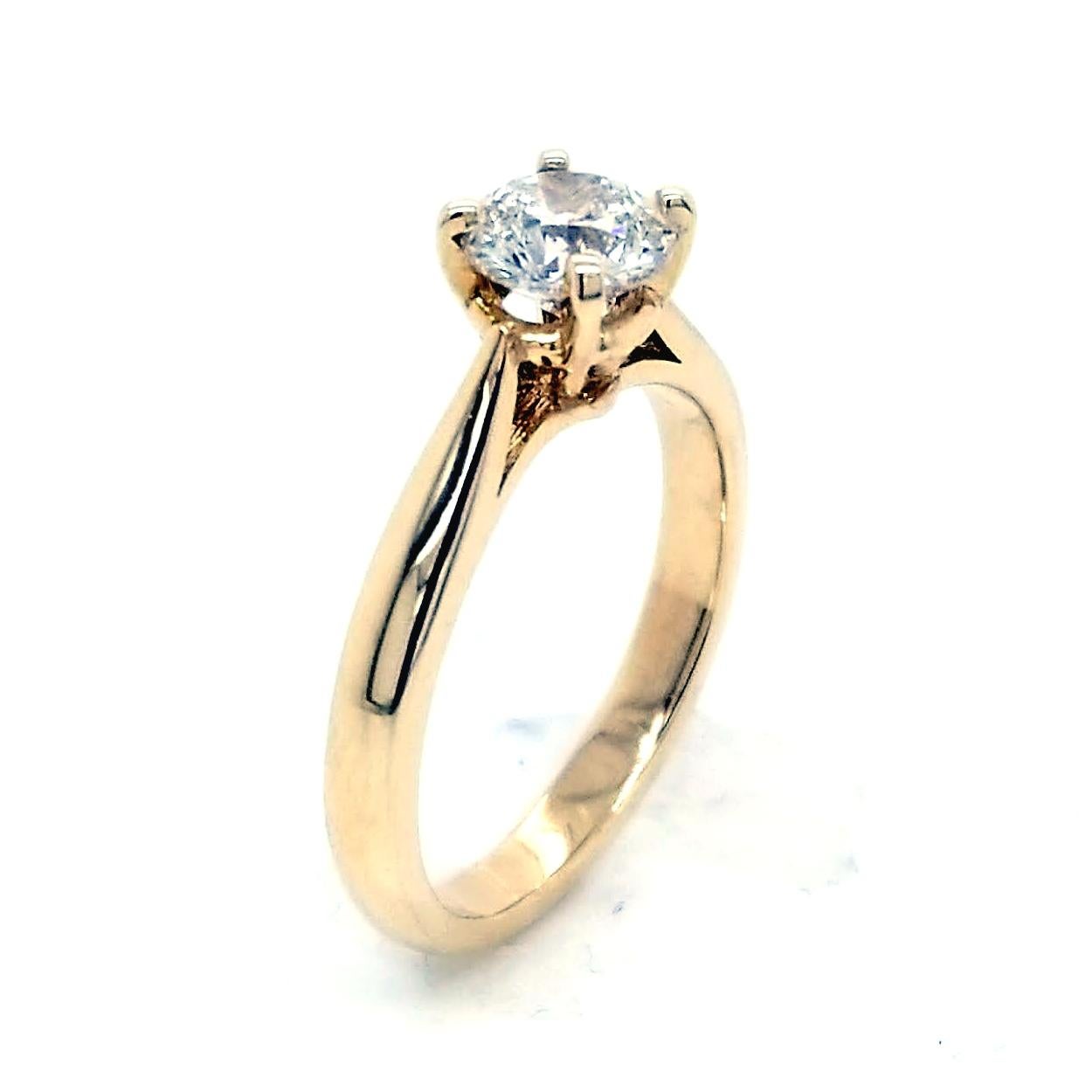 EGL US 0,97 Karat G-H/SI3 runder Brillant Diamant 14 Karat Solitär Ring (Rundschliff) im Angebot