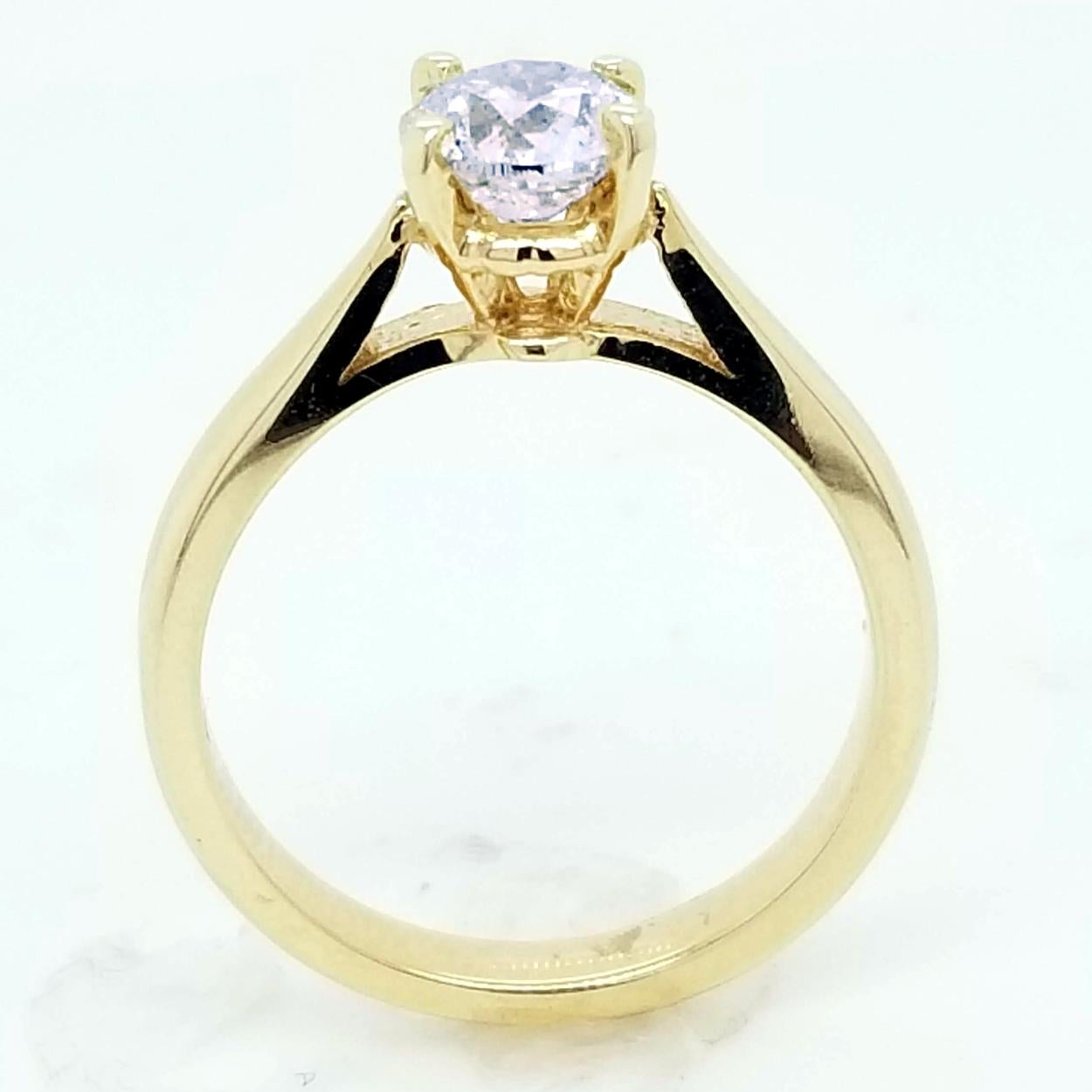 EGL US 0,97 Karat G-H/SI3 runder Brillant Diamant 14 Karat Solitär Ring im Zustand „Neu“ im Angebot in Los Angeles, CA