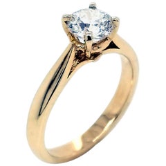 Bague solitaire en or 14 carats avec diamants ronds brillants G-H/SI3 de 0,97 carat certifiés EGL US