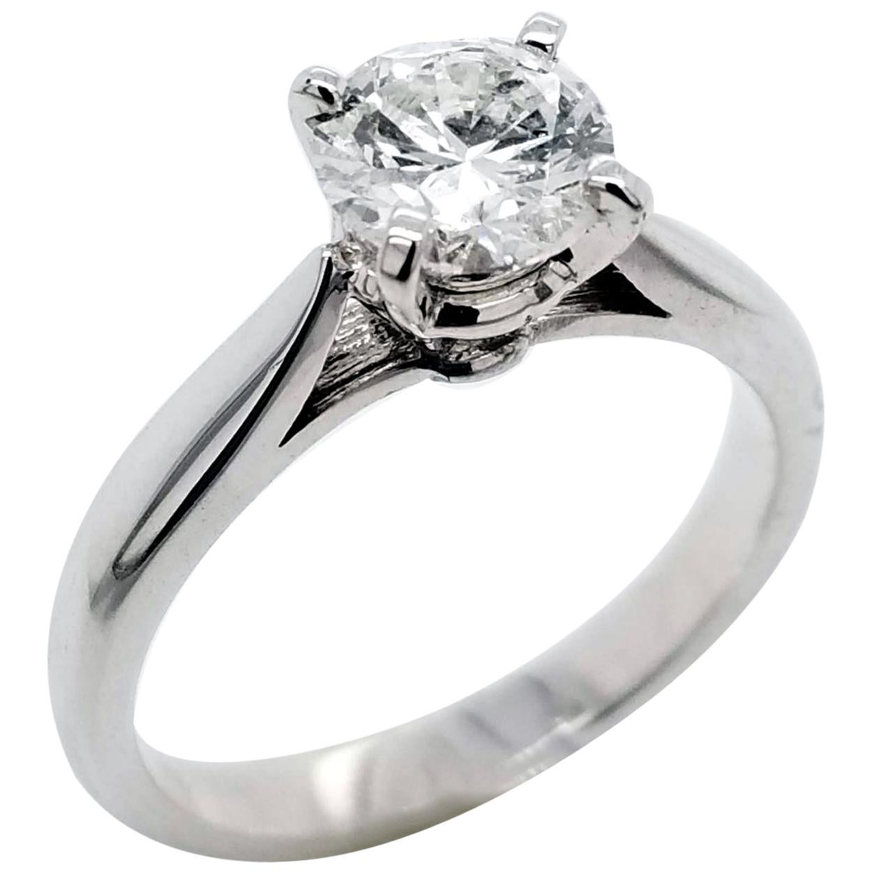 EGL US 1.00 Carat F-G/SI3 Round Brilliant Diamond 14 Karat Solitaire Ring For Sale