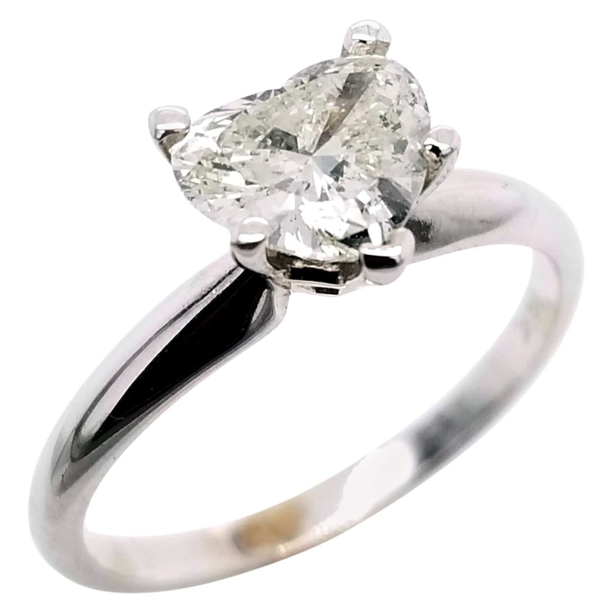 EGL US 1.02 Carat I-J/SI1 Heart Brilliant Diamond 14 Karat Solitaire Ring