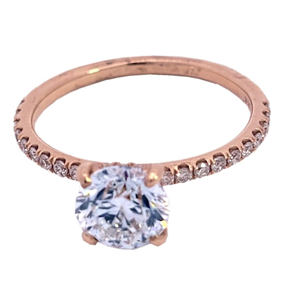 EGL US 1,11 Karat G/SI2 Runder Brillant Diamant 18 Karat Pave Set Ring und Band im Zustand „Neu“ im Angebot in Los Angeles, CA