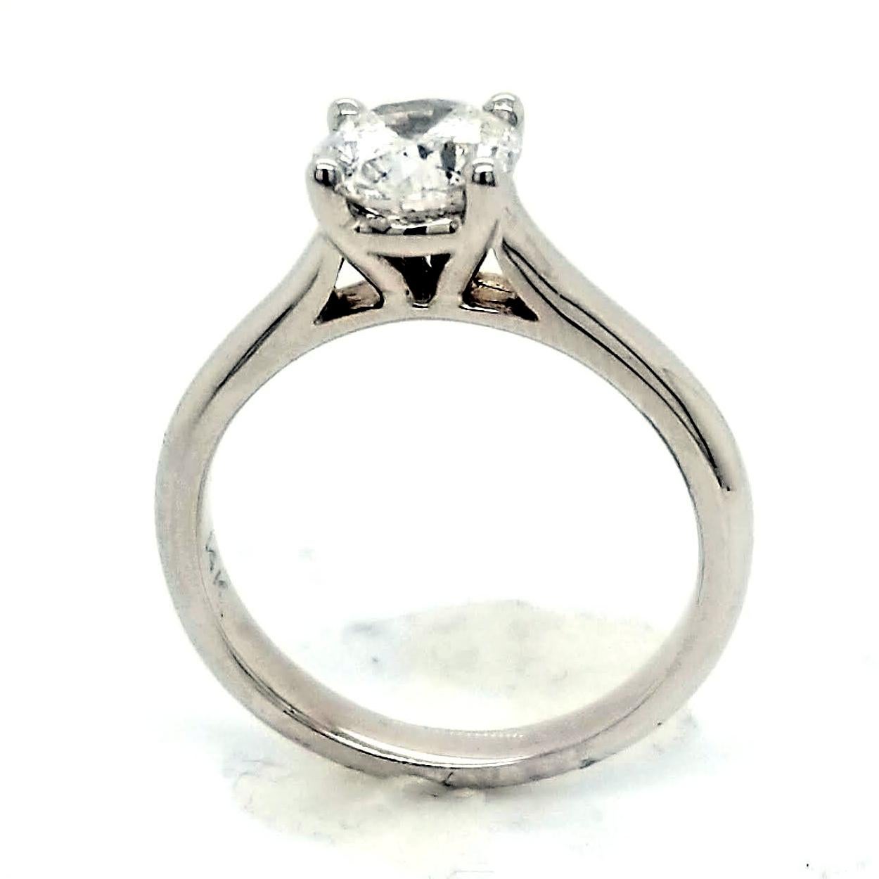 Taille ronde Bague solitaire en or 14 carats avec diamant rond brillant de 1,21 carat D/SI2 certifié EGL US