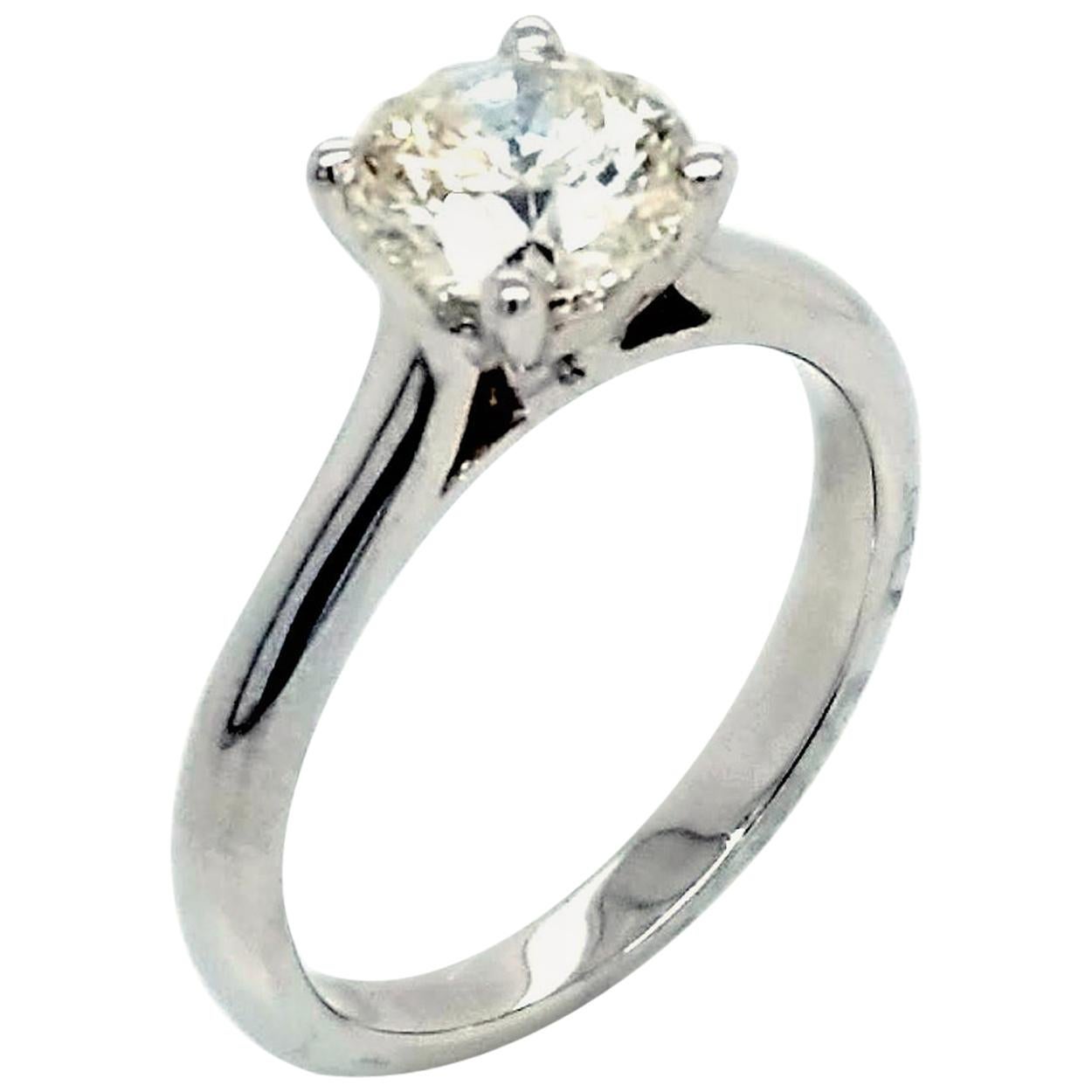 EGL US 1.31 Carat I-J/SI3 Round Brilliant Diamond 14 Karat Solitaire Ring For Sale