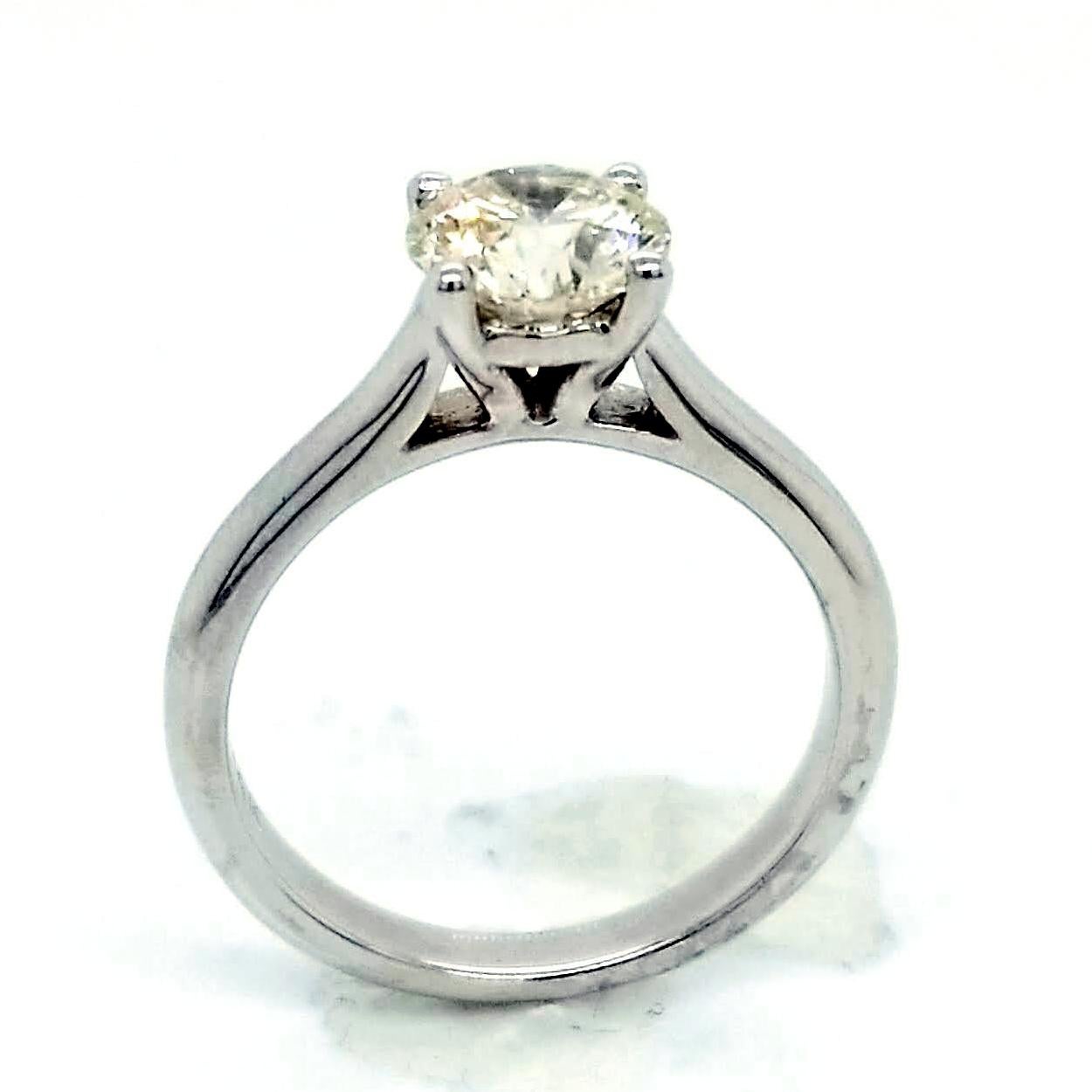 Contemporary EGL US 1.31 Carat I-J/SI3 Round Brilliant Diamond 14 Karat Solitaire Ring For Sale