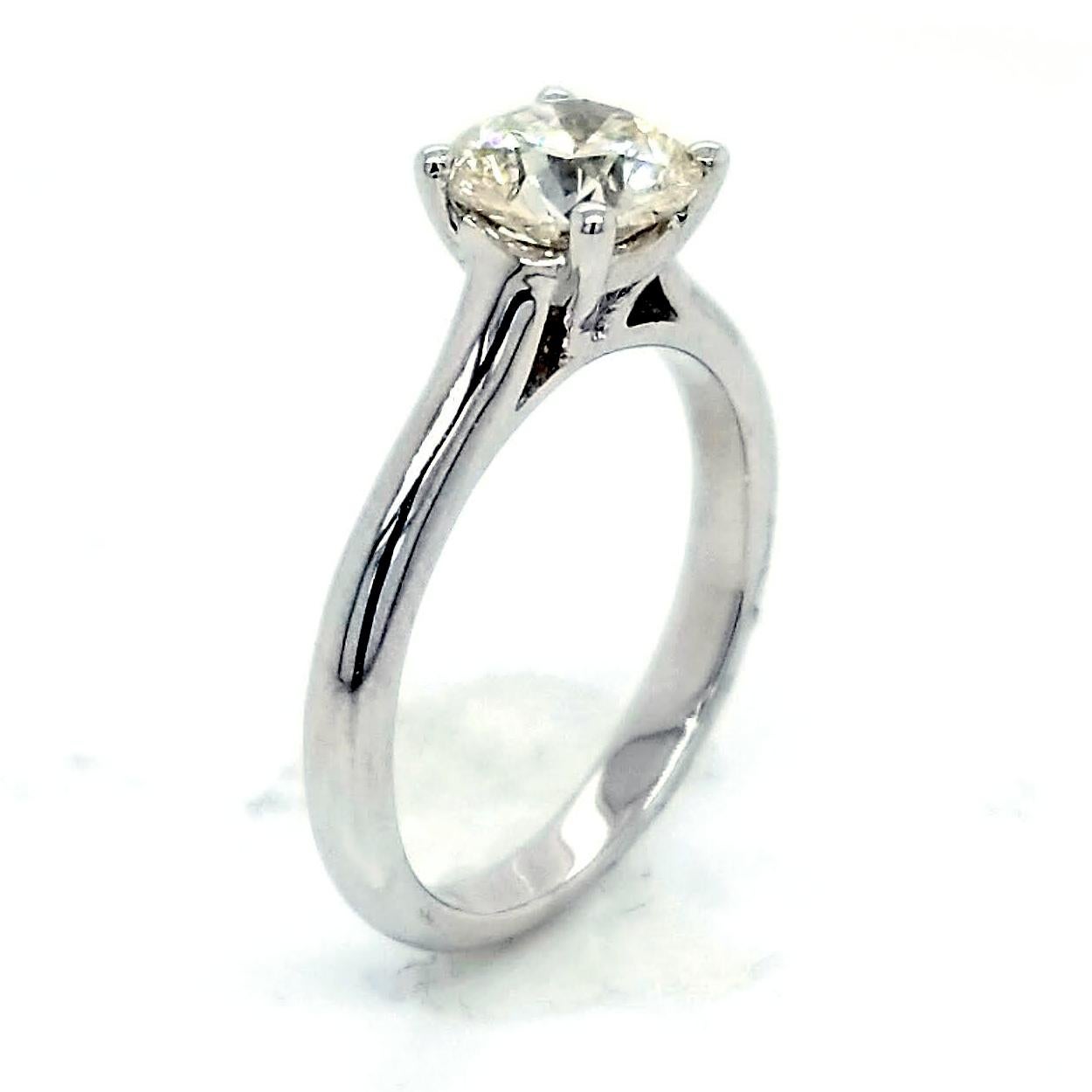 Round Cut EGL US 1.31 Carat I-J/SI3 Round Brilliant Diamond 14 Karat Solitaire Ring For Sale