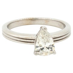 EGL USA 14K WG .90CT SI1/E Pear Diamond Solitaire Wedding Ring