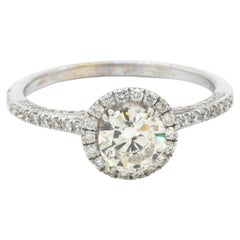 EGL USA 18K WG 1.66CTW Diamond Halo Wedding/Engagement Ring w/ .91CT Ctr.