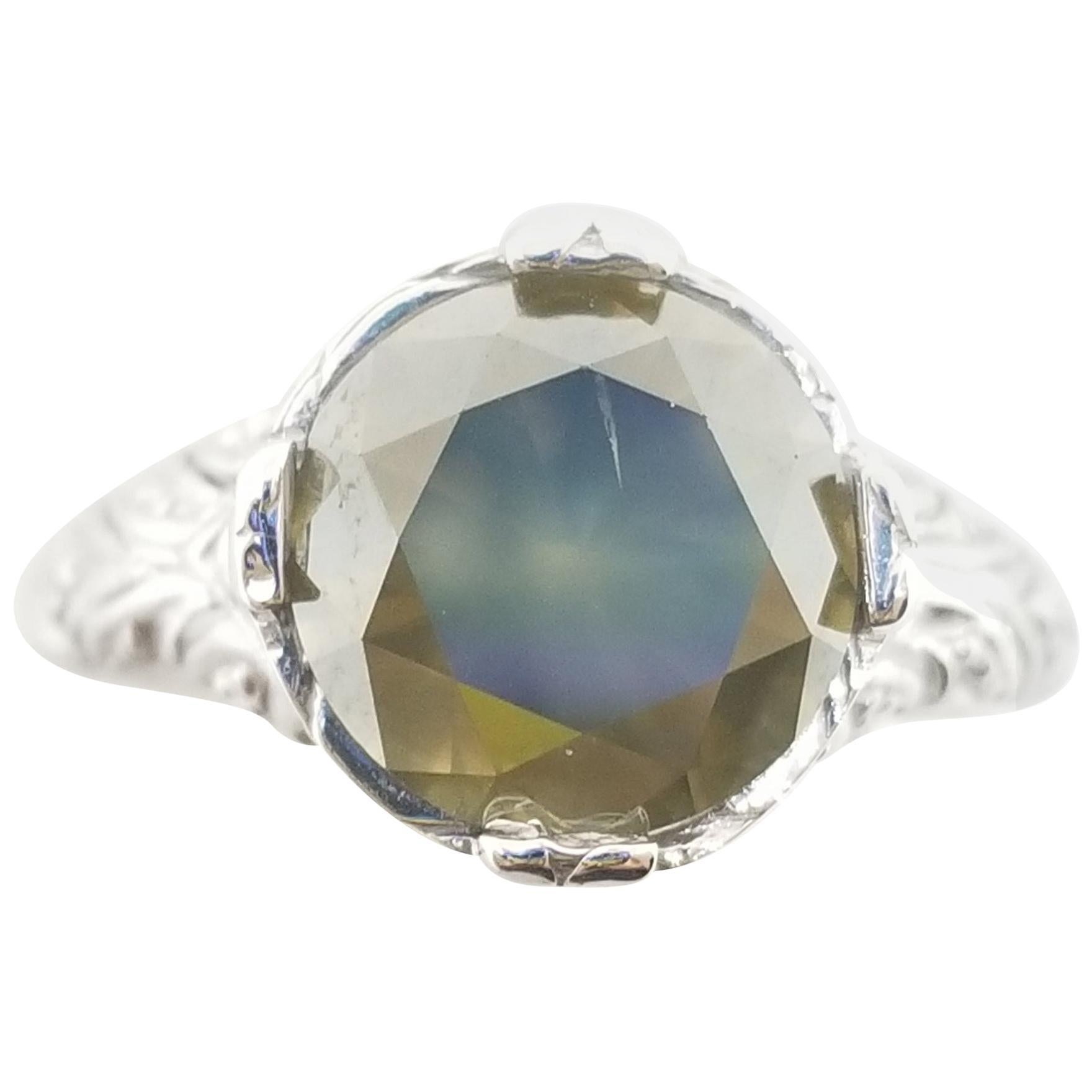 EGL USA 2.92 Carat Fancy Dark Brown Round Diamond Ring 14 Karat Gold