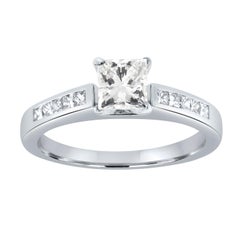 EGL USA Certified 0.71 Carat Princess Shape 18k White Gold Diamond Set