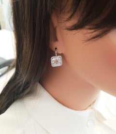 EGL USA Certified 10.04 Carat Total Square Emerald Cut Diamond Earrings in 18 K