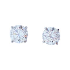 EGL USA Certified 1.01 Carat Total Diamond Stud Earrings in 14 Karat White Gold