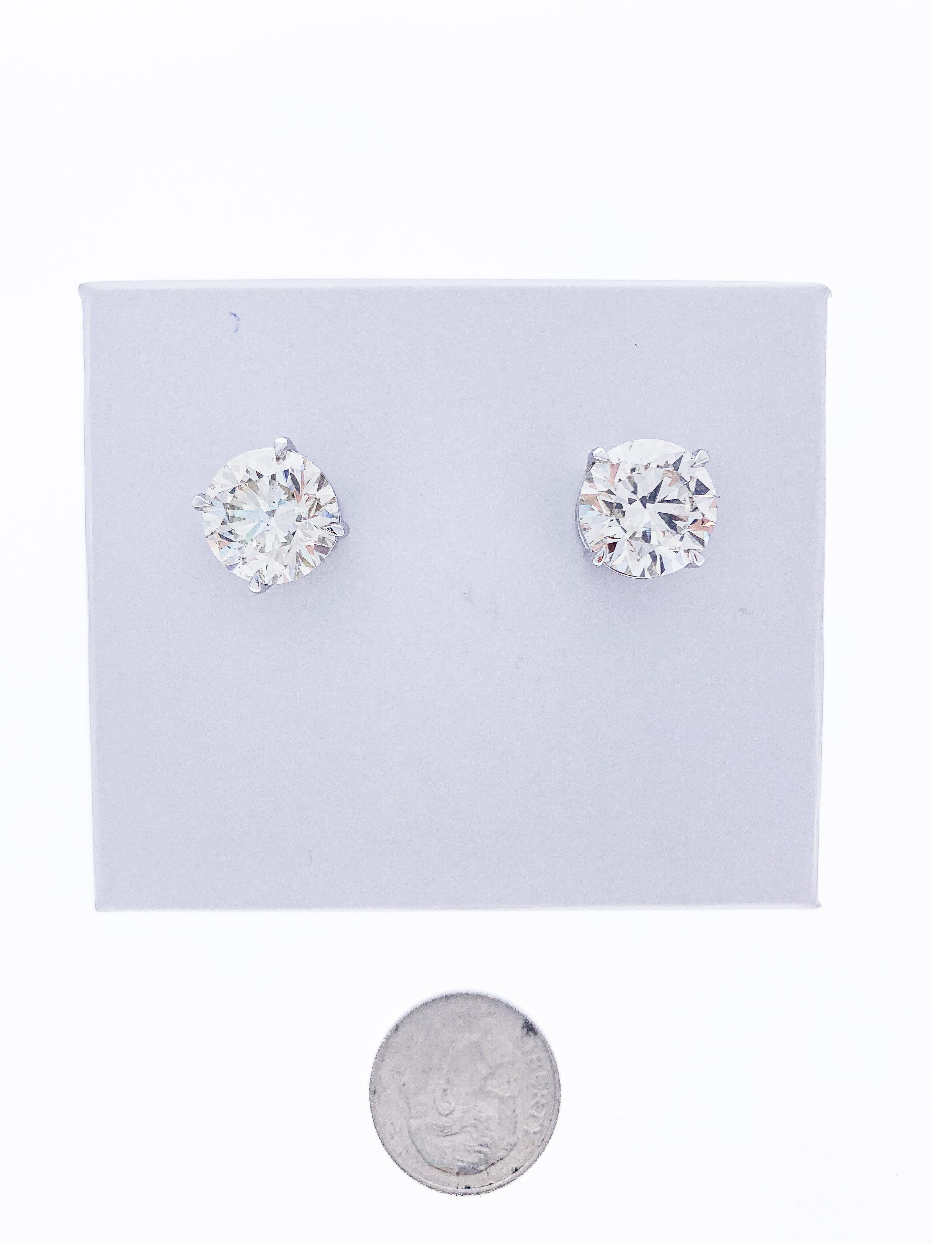 Contemporary EGL USA Certified 10.17 Carat Total Diamond Stud Earrings in 14 Karat White Gold