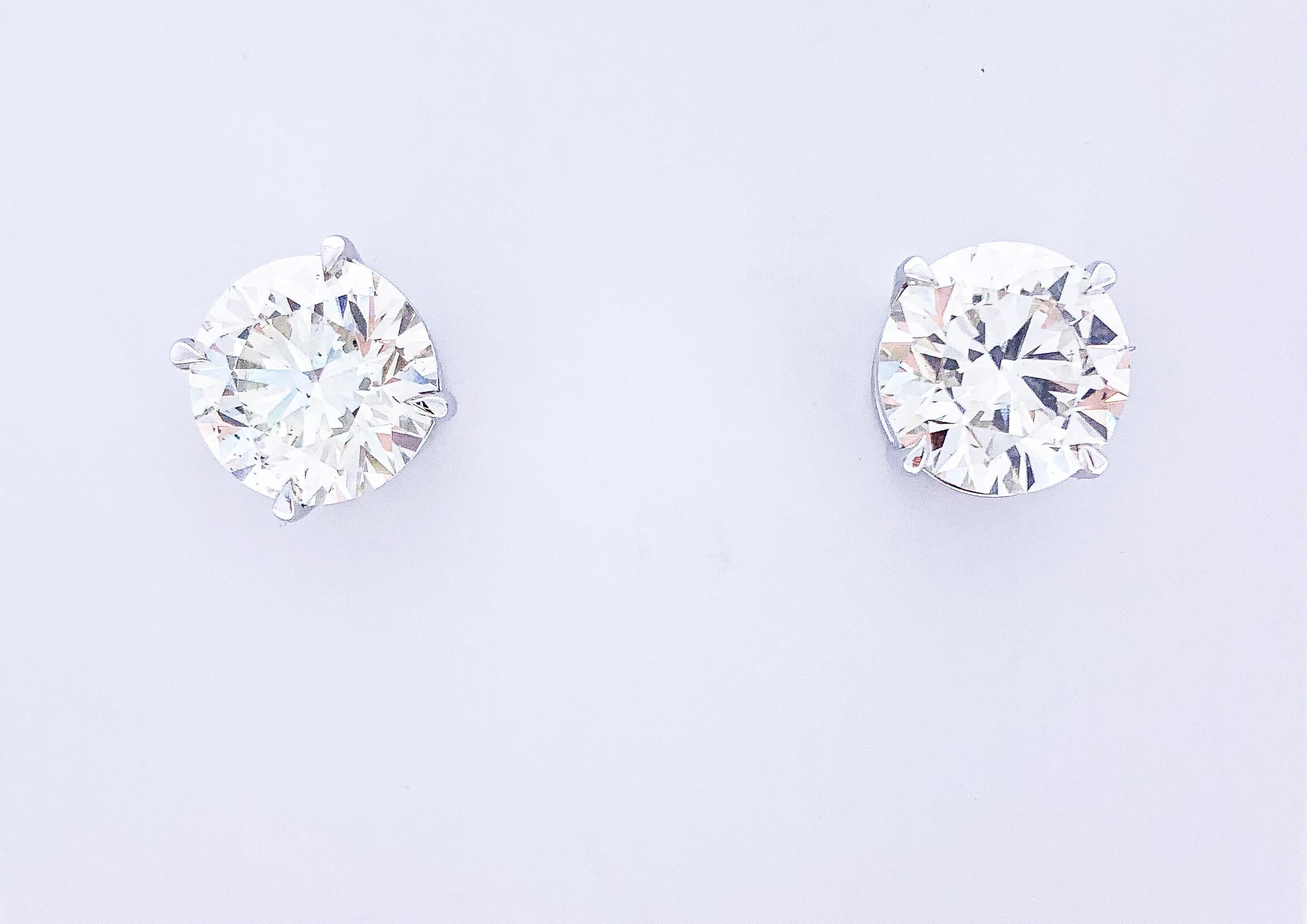 Round Cut EGL USA Certified 10.17 Carat Total Diamond Stud Earrings in 14 Karat White Gold