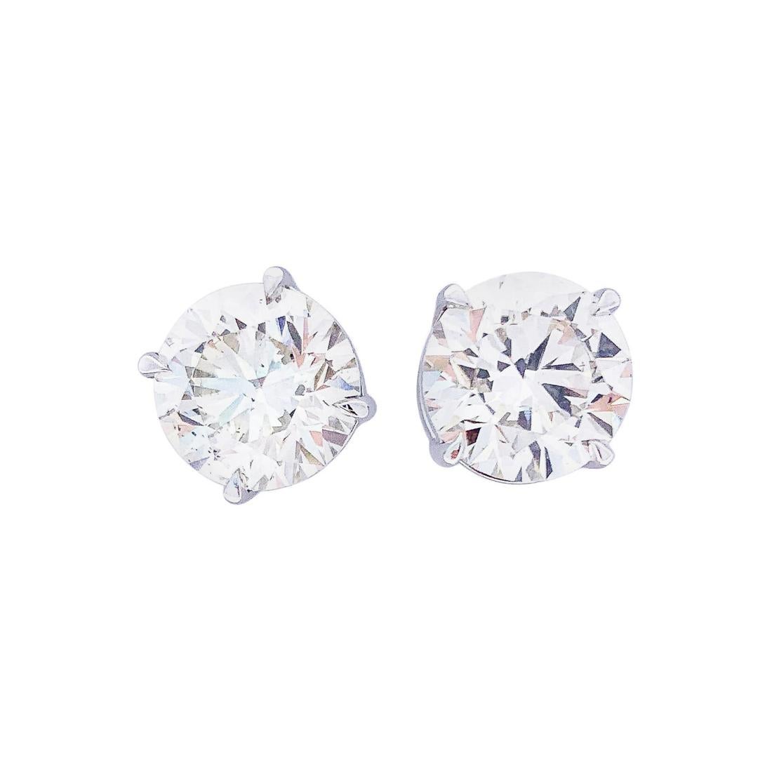 EGL USA Certified 10.17 Carat Total Diamond Stud Earrings in 14 Karat White Gold