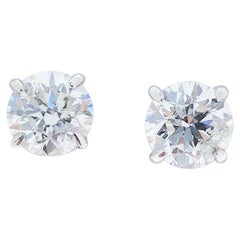 EGL USA Certified 1.42 Carat Total Diamond Stud Earrings in 14 Karat White Gold