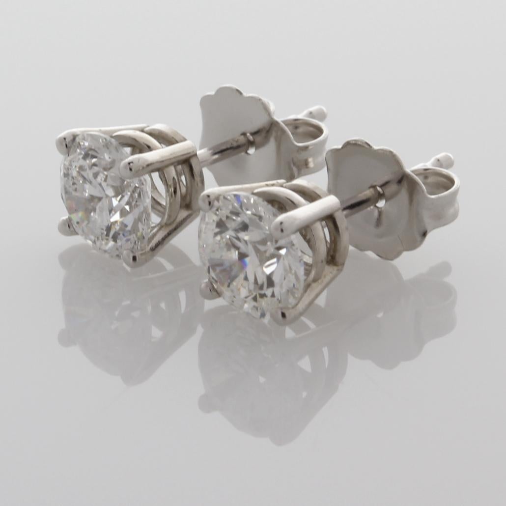 Women's or Men's EGL USA Certified 1.42 Carat TW D Color SI2 Clarity Round Cut Diamond Earrings
