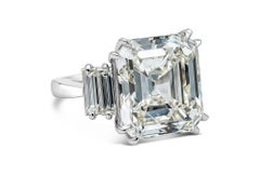 GIA Certified 18.76 Carats Square Emerald Cut Diamond Five-Stone Engagement Ring