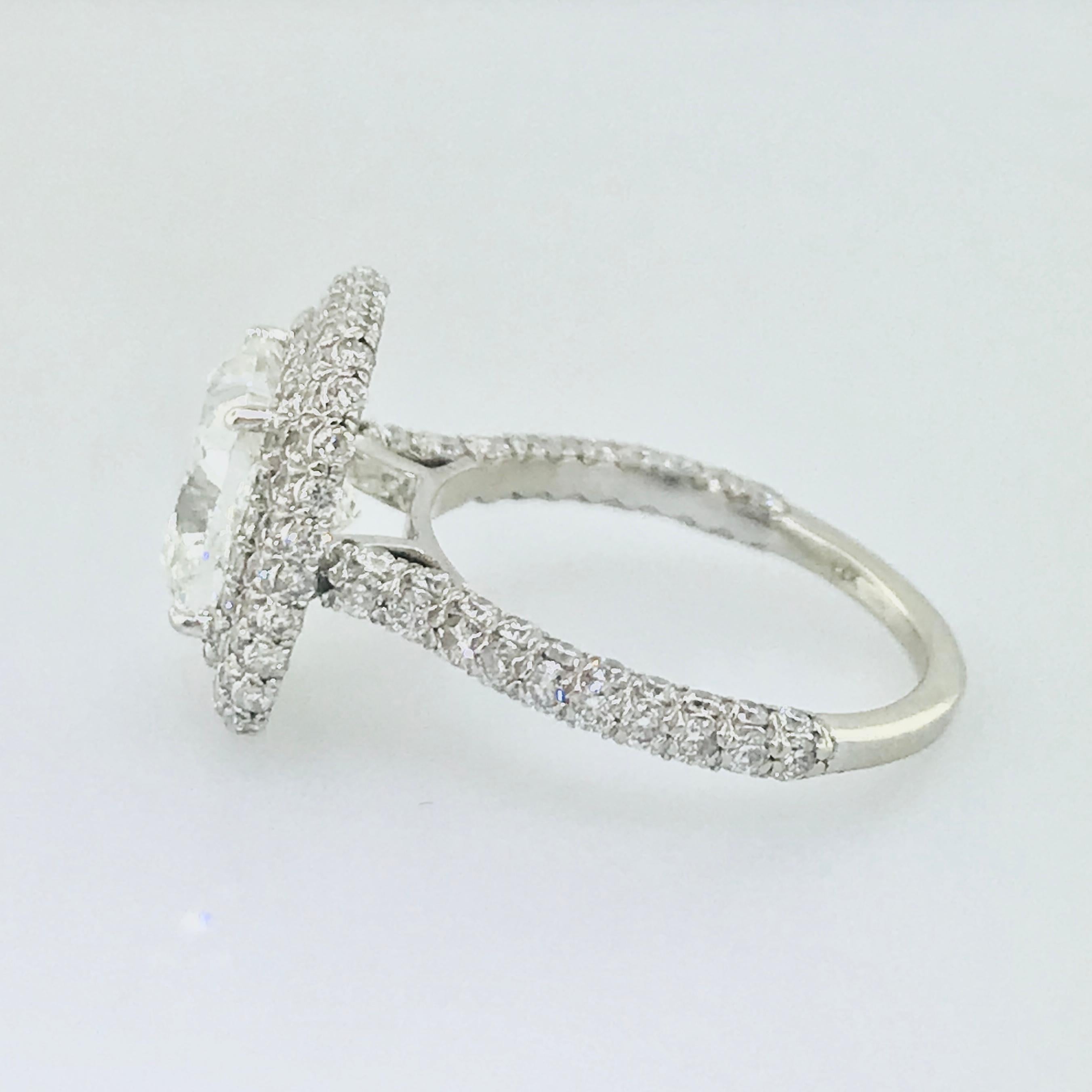 Contemporary 2.5 Carat Cushion Diamond Double Halo Pave Cathedral Engagement Ring