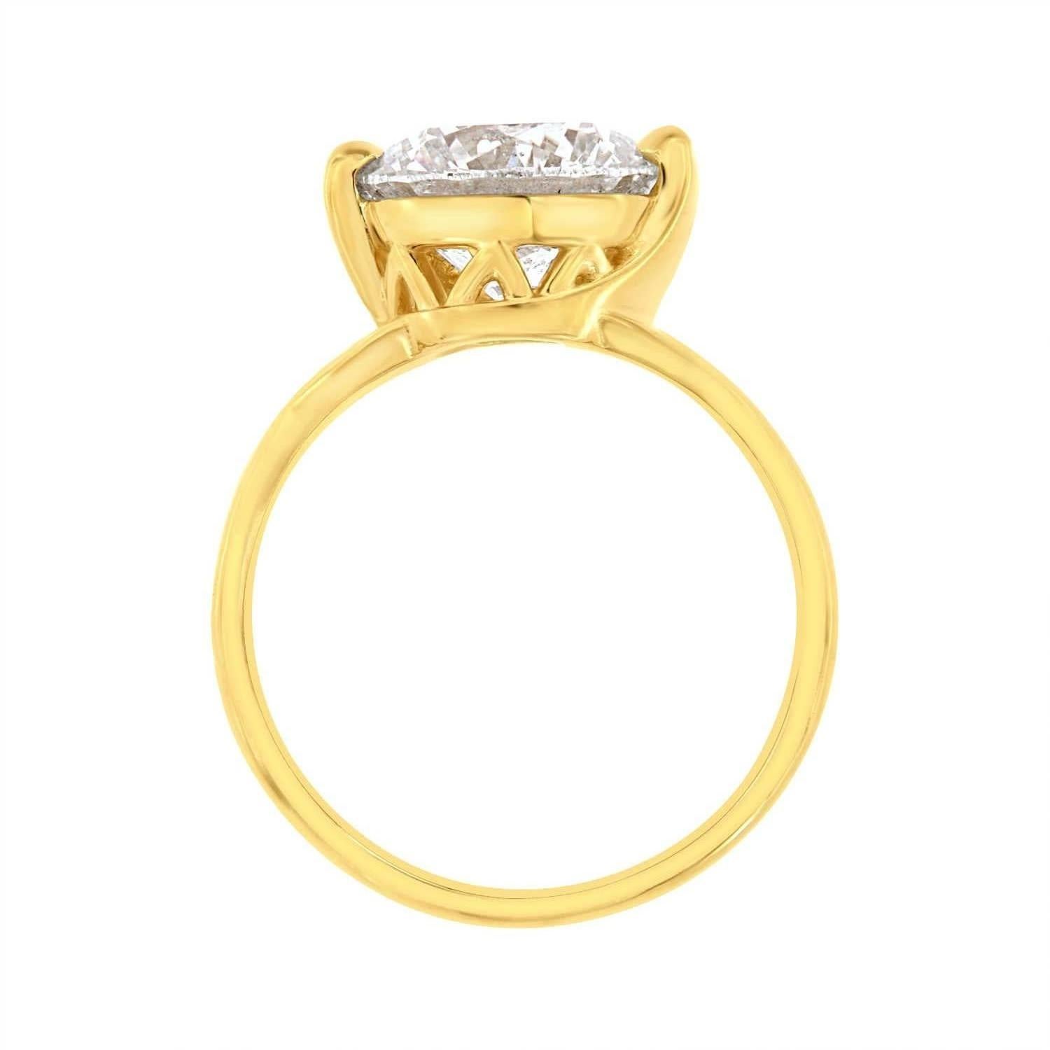 EGL USA Certified 3.01 Carat Round Diamond 14K Yellow Gold Solitaire Ring In New Condition In San Francisco, CA