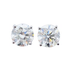 EGL USA Certified 3.10 Carat Total Diamond Stud Earrings in 14 Karat White Gold