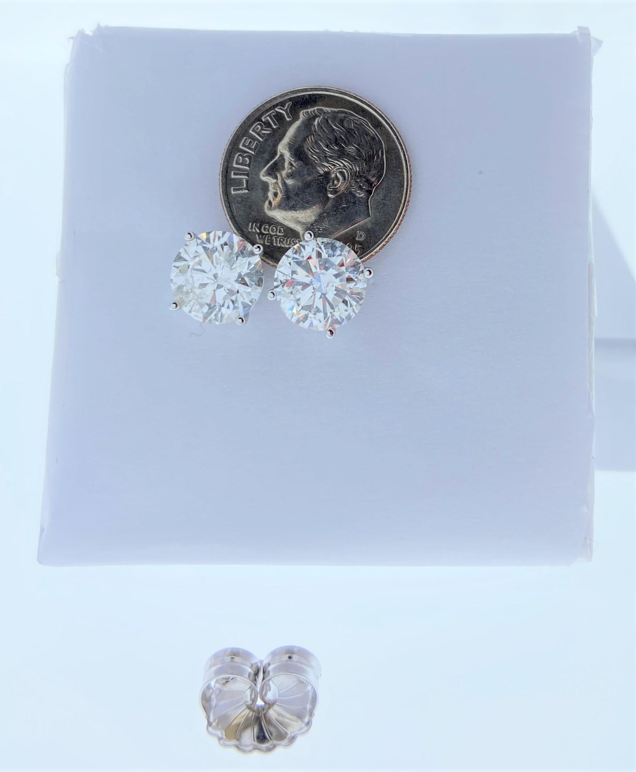 Contemporary EGL USA Certified 4.00 Carat Total Diamond Stud Earring in 14 Karat White Gold